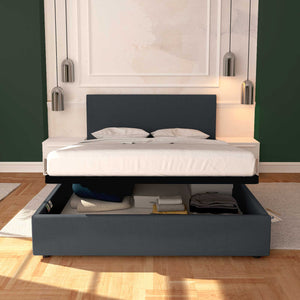 Baldiflex letto contenitore matrimoniale in ecopelle sfoderabile Rossano grigio scuro