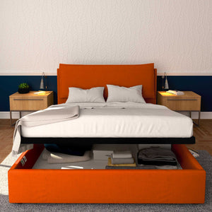 Baldiflex letto contenitore matrimoniale in tessuto sfoderabile Giuliano arancione