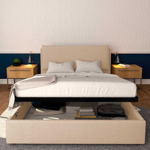 Baldiflex letto contenitore matrimoniale in tessuto sfoderabile Giuliano beige
