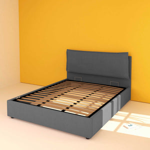 Baldiflex letto contenitore matrimoniale in tessuto sfoderabile Giuliano grigio antracite