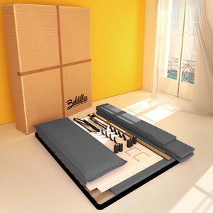 Baldiflex letto contenitore matrimoniale in tessuto sfoderabile Giuliano grigio antracite