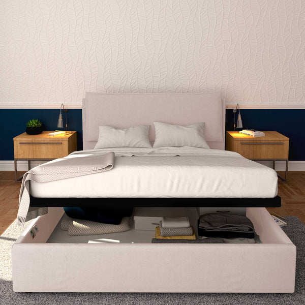 Baldiflex letto contenitore matrimoniale in tessuto sfoderabile Giuliano grigio chiaro