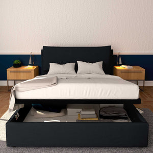 Baldiflex letto contenitore matrimoniale in tessuto sfoderabile Giuliano nero