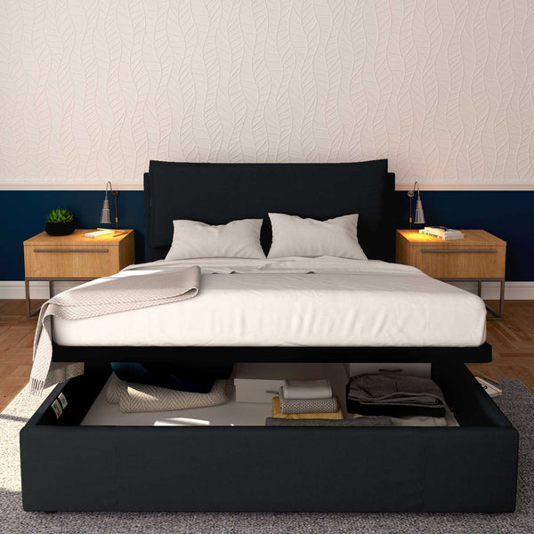 Baldiflex letto contenitore matrimoniale in tessuto sfoderabile Giuliano nero