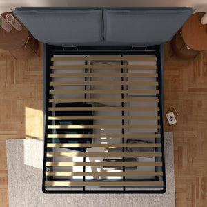 Baldiflex letto contenitore matrimoniale in tessuto sfoderabile Licia grigio antracite