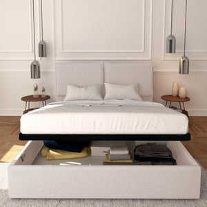 Baldiflex letto contenitore matrimoniale in tessuto sfoderabile Licia grigio chiaro