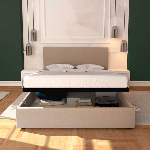 Baldiflex letto contenitore matrimoniale in tessuto sfoderabile Rossano grigio talpa