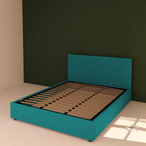 Baldiflex letto contenitore matrimoniale in tessuto sfoderabile Rossano turchese