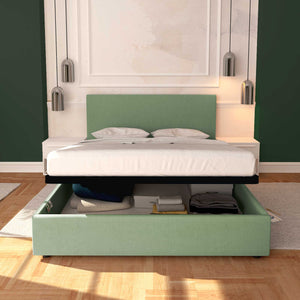 Baldiflex letto contenitore matrimoniale in tessuto sfoderabile Rossano verde menta