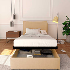 Baldiflex letto contenitore a una piazza e mezzo in ecopelle sfoderabile Licia beige