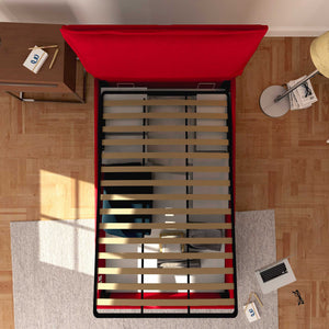 Baldiflex letto contenitore a una piazza e mezzo in ecopelle sfoderabile Licia rosso