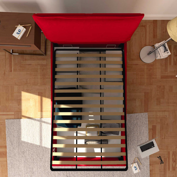 Baldiflex letto contenitore a una piazza e mezzo in ecopelle sfoderabile Licia rosso