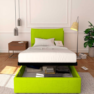 Baldiflex letto contenitore a una piazza e mezzo in ecopelle sfoderabile Licia verde mela