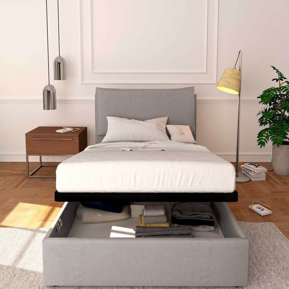 Baldiflex letto contenitore a una piazza e mezzo in tessuto sfoderabile Licia grigio