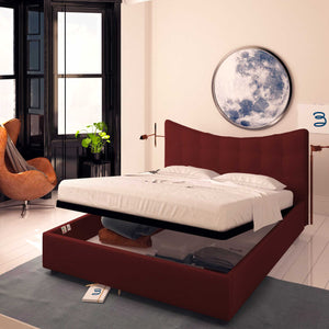 Baldiflex letto contenitore singolo in ecopelle Moon bordeaux
