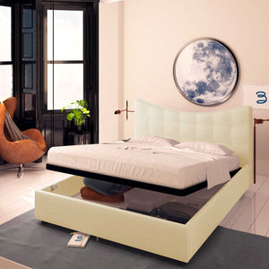 Baldiflex letto contenitore singolo in ecopelle Moon crema