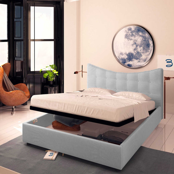 Baldiflex letto contenitore singolo in ecopelle Moon grigio chiaro