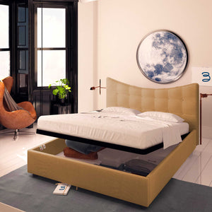 Baldiflex letto contenitore singolo in ecopelle Moon marrone chiaro