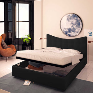 Baldiflex letto contenitore singolo in ecopelle Moon nero