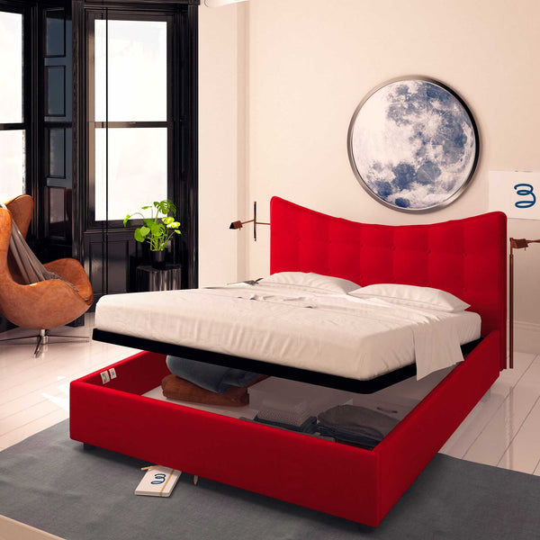 Baldiflex letto contenitore singolo in ecopelle Moon rosso