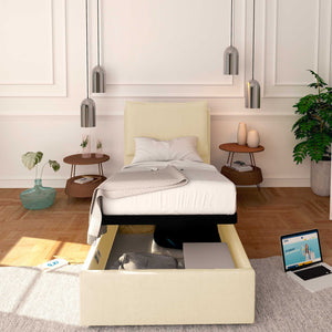 Baldiflex letto contenitore singolo in ecopelle sfoderabile Licia crema
