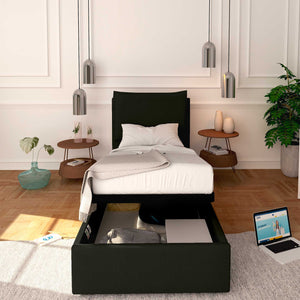 Baldiflex letto contenitore singolo in ecopelle sfoderabile Licia nero