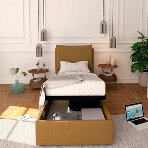 Baldiflex letto contenitore singolo in ecopelle sfoderabile Licia nocciola