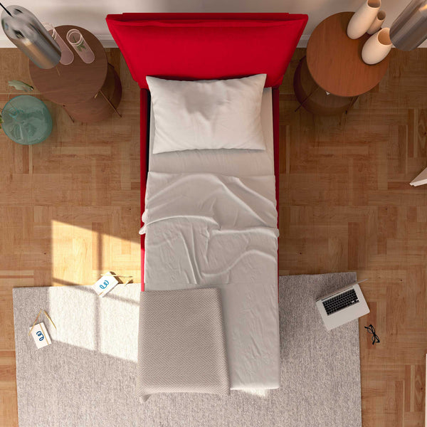 Baldiflex letto contenitore singolo in ecopelle sfoderabile Licia rosso