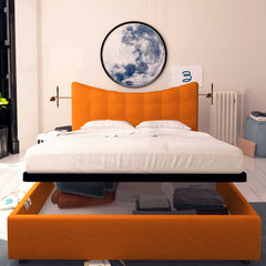 Baldiflex letto contenitore singolo in tessuto Moon arancione