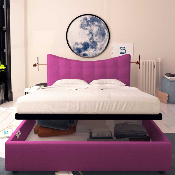 Baldiflex letto contenitore singolo in tessuto Moon fucsia