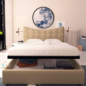 Baldiflex letto contenitore singolo in tessuto Moon grigio talpa