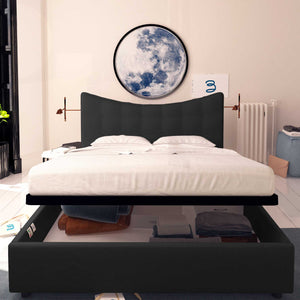 Baldiflex letto contenitore singolo in tessuto Moon nero