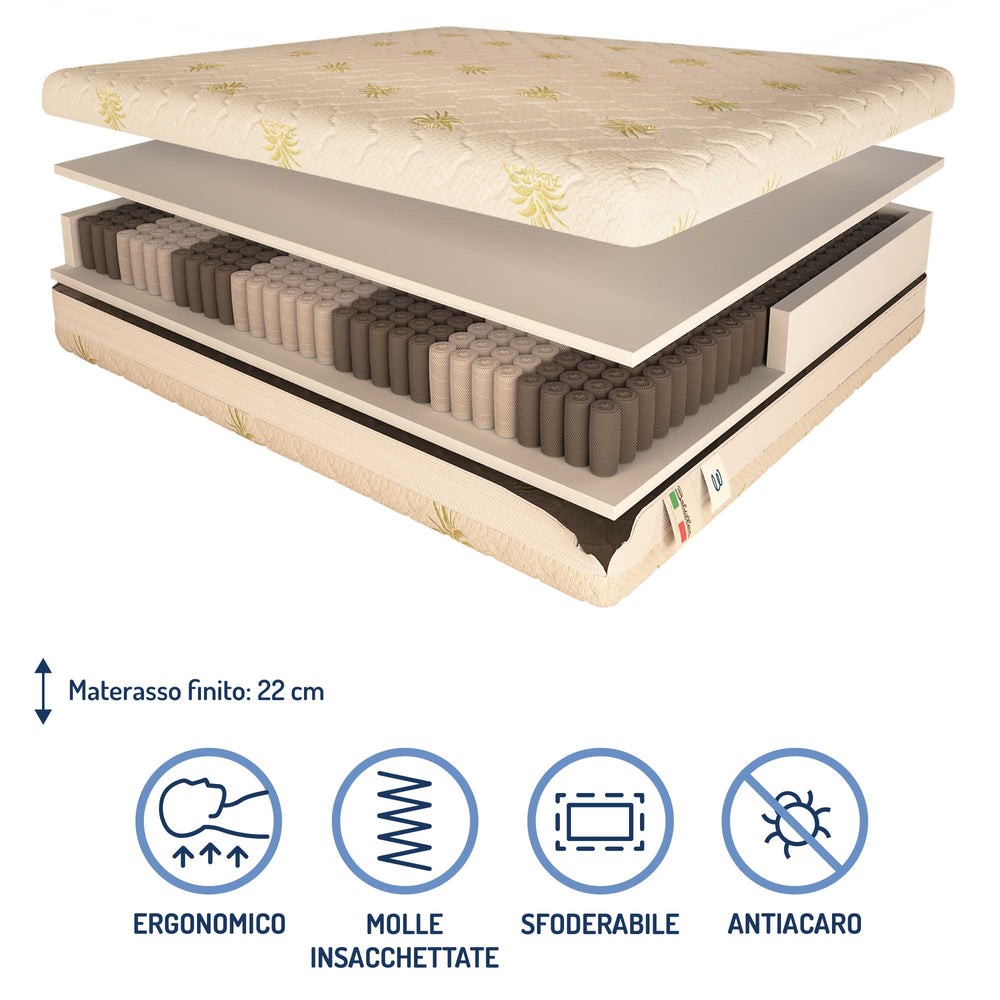 Materasso a 800 molle insacchettate Baldiflex alto 22 cm
