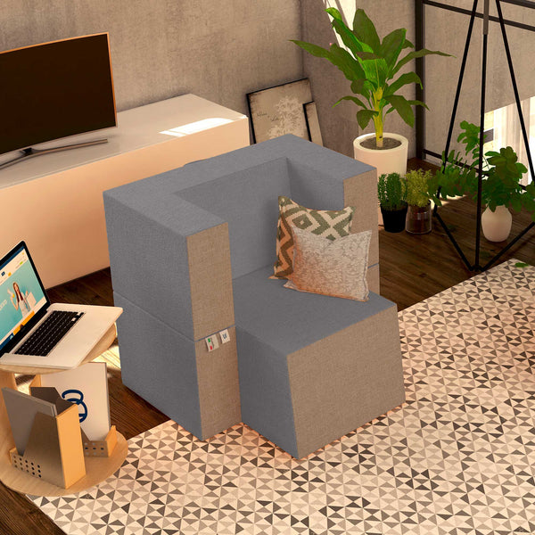 Baldiflex poltrona pouf con poggiapiedi Praticha grigio