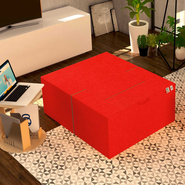 Baldiflex poltrona pouf con poggiapiedi Praticha rosso cardinale