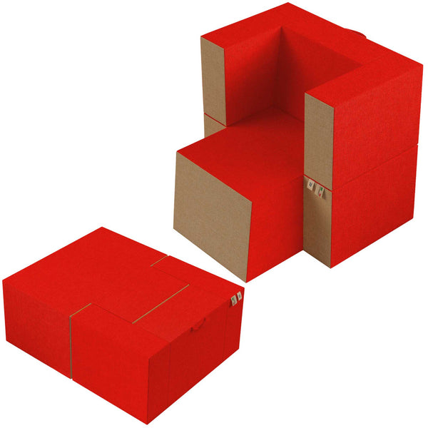 Baldiflex poltrona pouf con poggiapiedi Praticha rosso cardinale