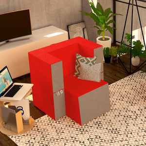 Baldiflex poltrona pouf con poggiapiedi Praticha rosso cardinale