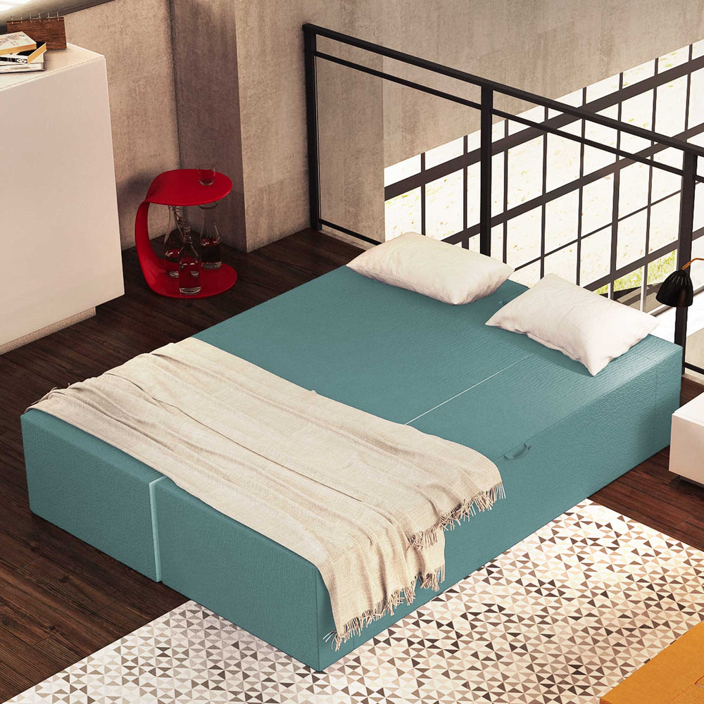 Divanoletto matrimoniale in memory Baldiflex Praticho acquamarina