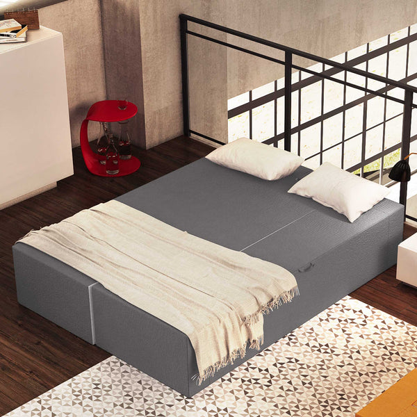 Divanoletto matrimoniale in memory Baldiflex Praticho argento aperto