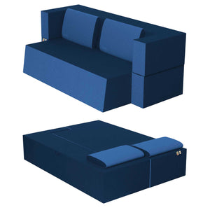 Divanoletto matrimoniale in memory Baldiflex Praticho blu struttura