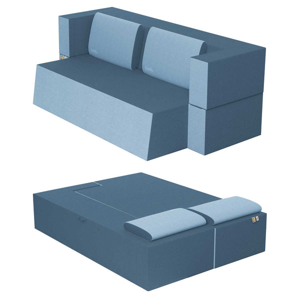 Divanoletto matrimoniale in memory Baldiflex Praticho jeans struttura