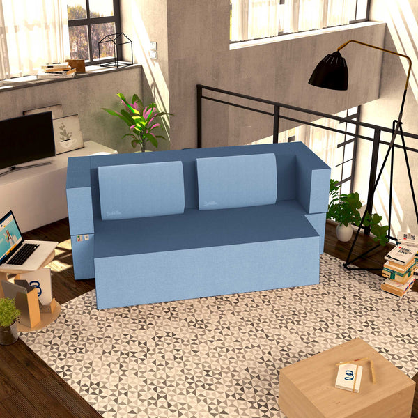 Divanoletto matrimoniale in memory Baldiflex Praticho jeans