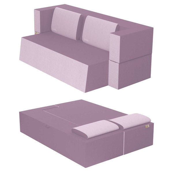 Divanoletto matrimoniale in memory Baldiflex Praticho lilla struttura