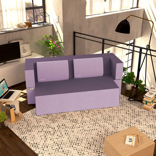 Divanoletto matrimoniale in memory Baldiflex Praticho lilla