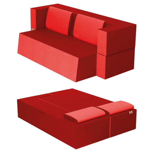 Divanoletto matrimoniale in memory Baldiflex Praticho rosso cardinale struttura