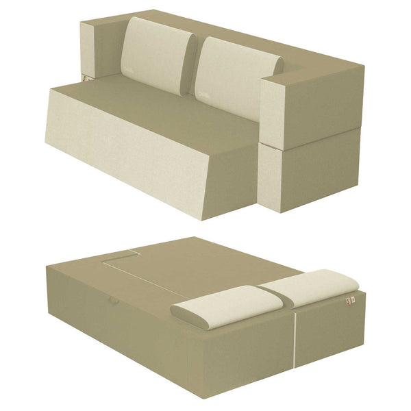 Divanoletto matrimoniale in memory Baldiflex Praticho sabbia struttura