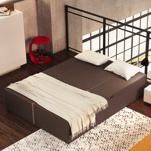 Divanoletto matrimoniale in memory Baldiflex Praticho seppia aperto