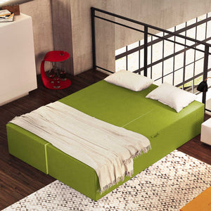 Divanoletto matrimoniale in memory Baldiflex Praticho verde oliva aperto