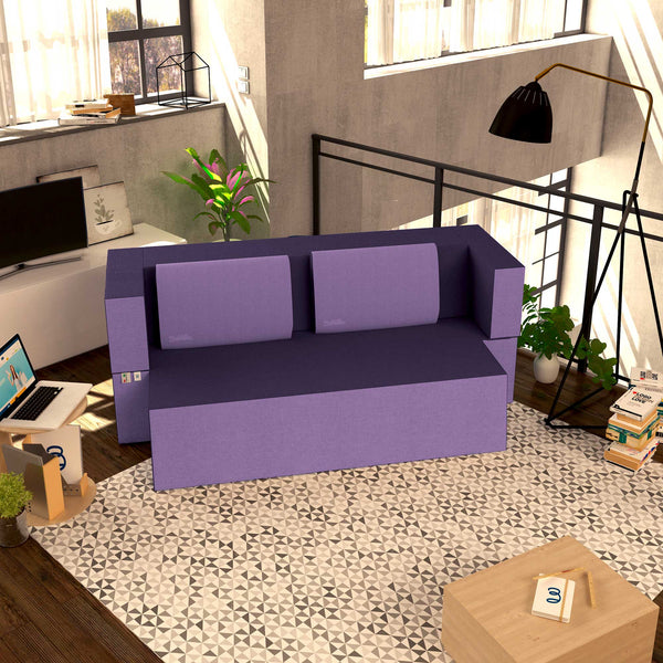 Divanoletto matrimoniale in memory Baldiflex Praticho viola