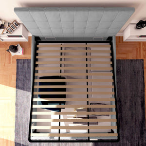 Letto contenitore king size in ecopelle grigio chiaro Baldiflex Dublino alto